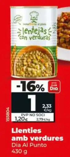 Dia Dia Al Punto lentejas amb verdures oferta