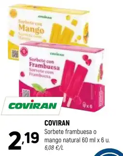 Coviran Coviran sorbete frambuesa o mango natural oferta