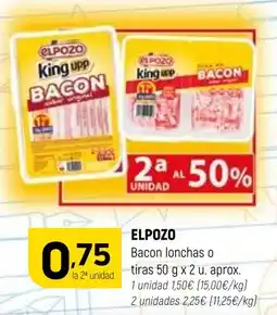 Coviran Elpozo bacon lonchas o tiras oferta