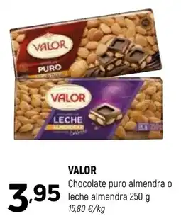 Coviran Valor chocolate puro almendra o leche almendra oferta