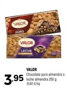 Coviran Valor - chocolate puro almendra o leche almendra oferta