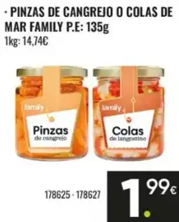 Family Cash family pinzas de cangrejo o colas de langostino oferta