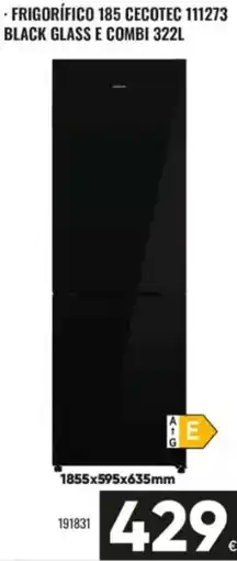 Family Cash cecotec frigorífico 185 black glass e combi 322l oferta