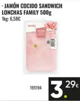 Family Cash family jamón cocido sandwich lonchas family oferta