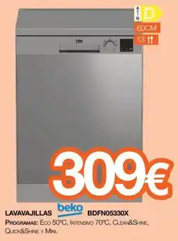 Expert beko lavavajillas bdfn05330x oferta