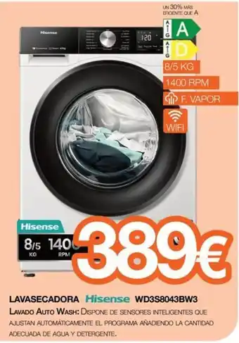 Hisense lavasecadora wd3s8043bw3