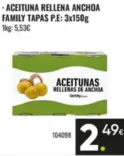 Family Cash family tapas aceitunas rellenas de anchoa oferta