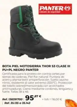 Coferdroza Panter bota piel motosierra thor s3 clase iii pu+pl negro oferta