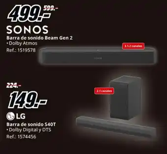 Sonos barra de sonido Beam Gen 2