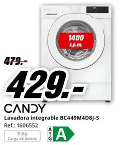 MediaMarkt Candy lavadora integrable bc449m4d8j-s oferta