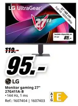 MediaMarkt lg monitor gaming 27" oferta