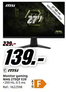MediaMarkt msi monitor gaming mag 275qf e20 oferta