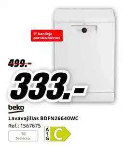 MediaMarkt beko lavavajillas bdfn26640wc oferta
