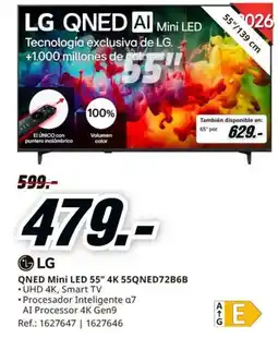 MediaMarkt lg qned mini led 55" 4k 55qned72b6b oferta