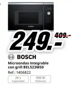 MediaMarkt Bosch microondas integrable con grill bel523ms0 oferta