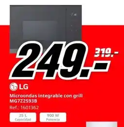 MediaMarkt lg microondas integrable con grill mg7z2593b oferta