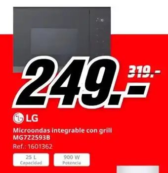 MediaMarkt lg microondas integrable con grill mg7z2593b oferta