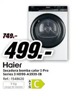MediaMarkt Haier secadora bomba calor i-pro series 3 hd90-a3939-ib oferta