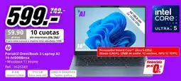 MediaMarkt hp portátil omnibook 3 laptop ai 14-h0008nsx oferta