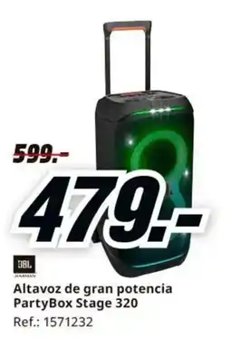 MediaMarkt Jbl altavoz de gran potencia partybox stage 320 oferta