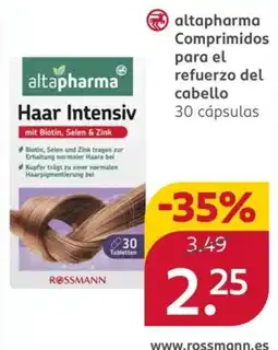 Rossmann altapharma comprimidos para el refuerzo del cabello oferta