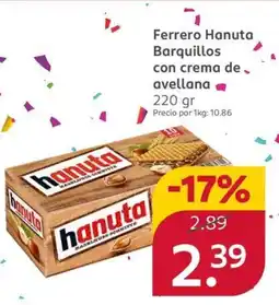 Rossmann Ferrero Hanuta Barquillos con crema de avellana oferta