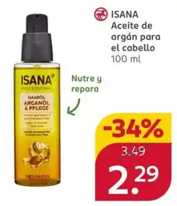 Rossmann Isana aceite de argán para el cabello oferta