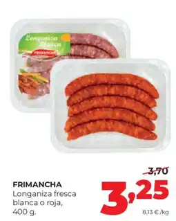 Alimerka Frimancha longaniza fresca blanca o roja oferta