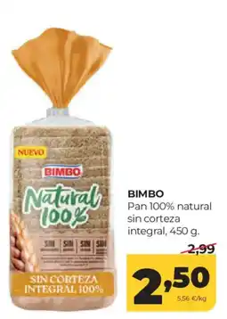 Alimerka Bimbo pan 100% natural sin corteza integral oferta