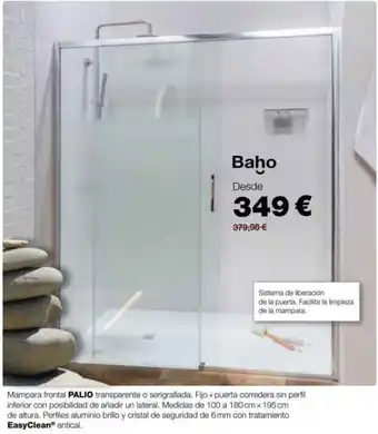 Grup Gamma Mampara Frontal Palio Transparente o Serigrafiada. Fijo + Puerta COrredera Sin Perfil Inferior Con Posibilidad de Añadir Un L oferta