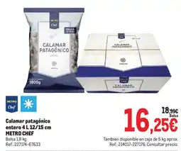 Makro Metro Chef calamar patagónico entero oferta