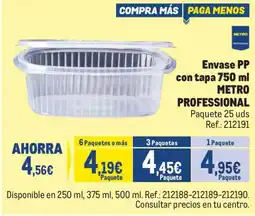 Makro Metro Professional envase pp con tapa oferta