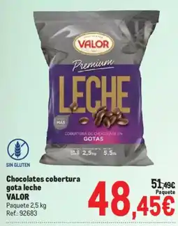 Makro Valor chocolates cobertura gota leche oferta