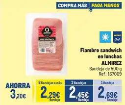 Makro Almirez fiambre sandwich en lonchas oferta
