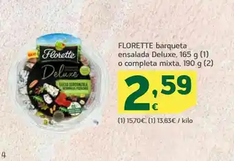 HiperDino Barqueta ensalada deluxe , 165 g (1) o completa mixta , 190 g (2) florette oferta