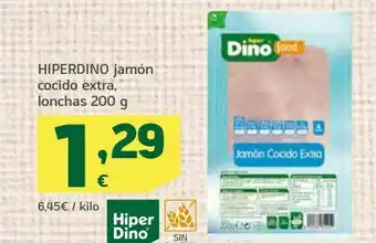 HiperDino Jamón cocido extra lonchas 200g hiperdino oferta