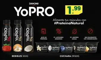 HiperDino Yopro , bebible 300g ,cuchara 2x160 g danone oferta