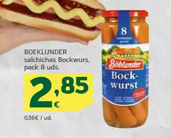 HiperDino Salchichas bockwurs pack 8 uds boeklunder oferta