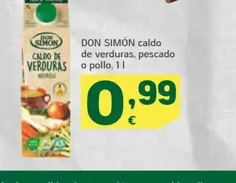 HiperDino Caldo de verduras , pescado o pollo 1l don simón oferta