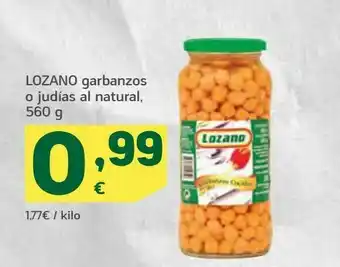 HiperDino Garbanzos o judias al natural 560g lozano oferta