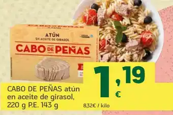 HiperDino Atún en aceite de girasol , 220g p.e 143 g cabo de peñas oferta
