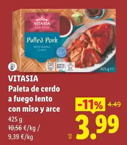 Lidl VITASIA Paleta de cerdo a fuego lento con miso y arce oferta