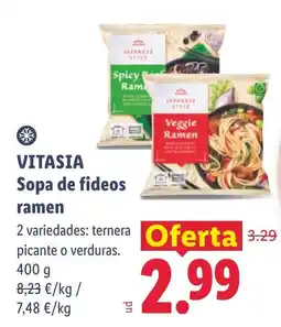 Lidl VITASIA sopa de fideos ramen oferta