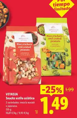 Lidl Vitasia snacks estilo asiático oferta