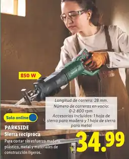 Lidl Parkside sierra recíproca oferta