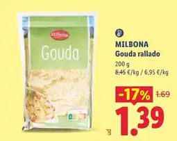 Lidl Milbona Gouda rallado oferta