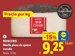 Lidl Roncero media pieza de queso curado oferta