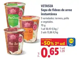 Lidl Vitasia sopa de fideos de arroz instantánea oferta
