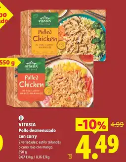 Lidl VITASIA Pollo desmenuzado con curry oferta