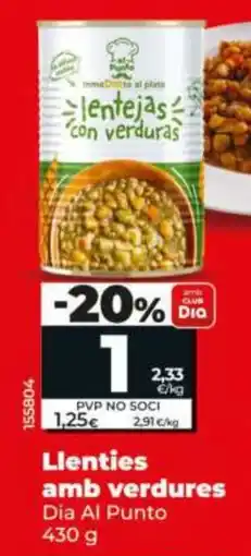 Maxi Dia Dia Al Punto lentejas con verduras oferta
